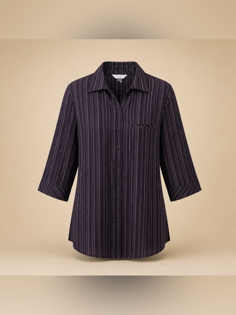 Allison Daley Size 16 Vertical Stripe Polyester Cotton Blend Button FrontBlouse